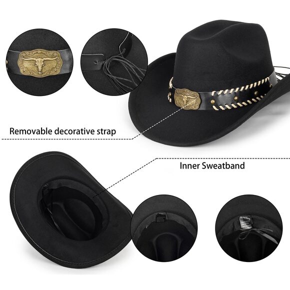 9353 Women Men Classic Western-cowboy-hat- Wide Brim Western Cowboy Cowgirl main image 5